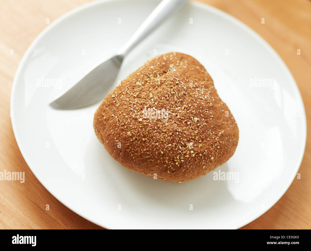 Breadbun on a plate Stock Photo