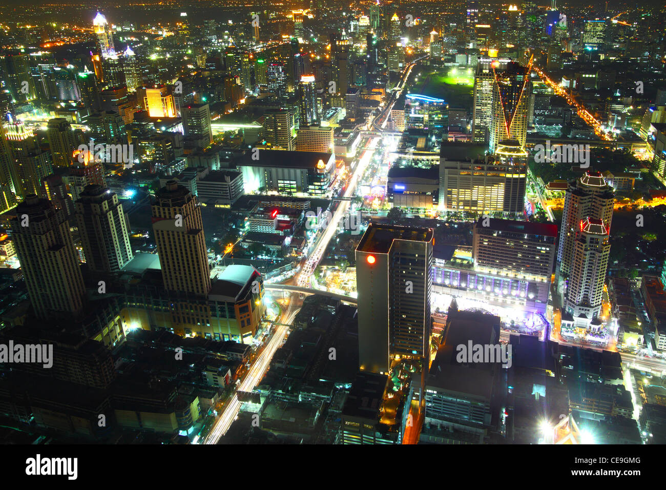 Aerial view of city skyline at night. Bangkok. Thailand Stock Photo - Alamy