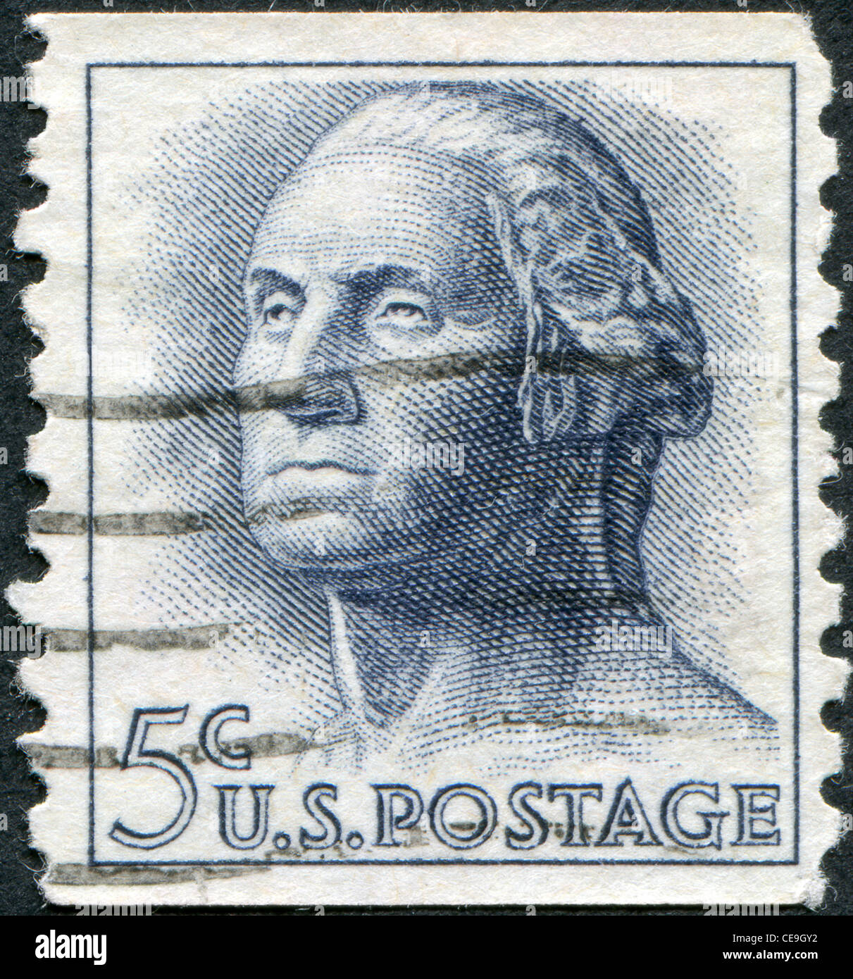 USA - CIRCA 1962: A stamp printed in the USA, shows the first U.S. president, George Washington, circa 1962 Stock Photo