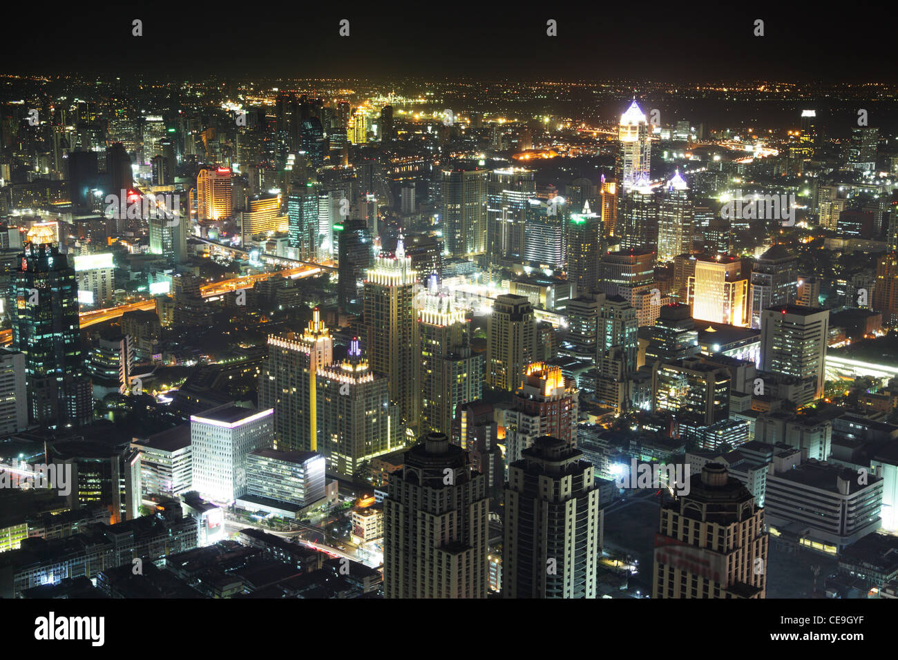 Aerial view of city skyline at night. Bangkok. Thailand Stock Photo - Alamy