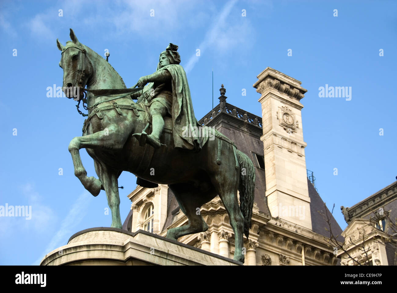 A statue of Etienne Marcel outside the Hotel de Ville, Paris, France Stock Photo
