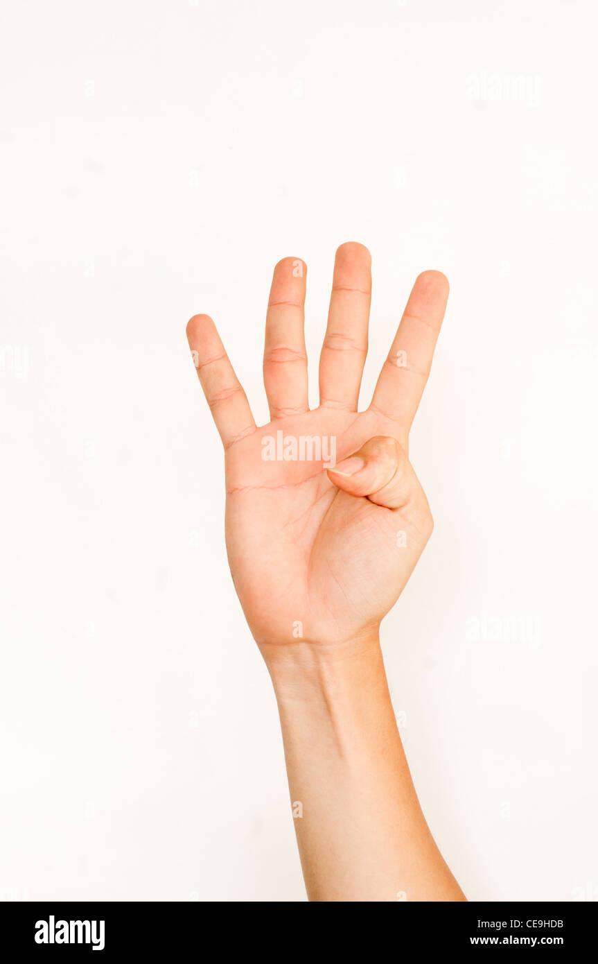 Hand doing number four hi-res stock photography and images - Alamy