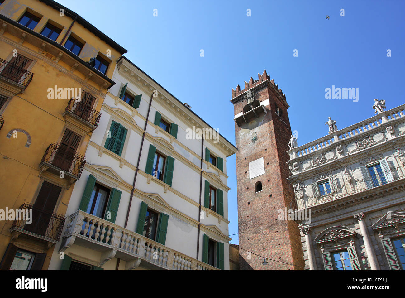 Old historic houses and ancient tower in Verona, Italy Stock Photo - Alamy