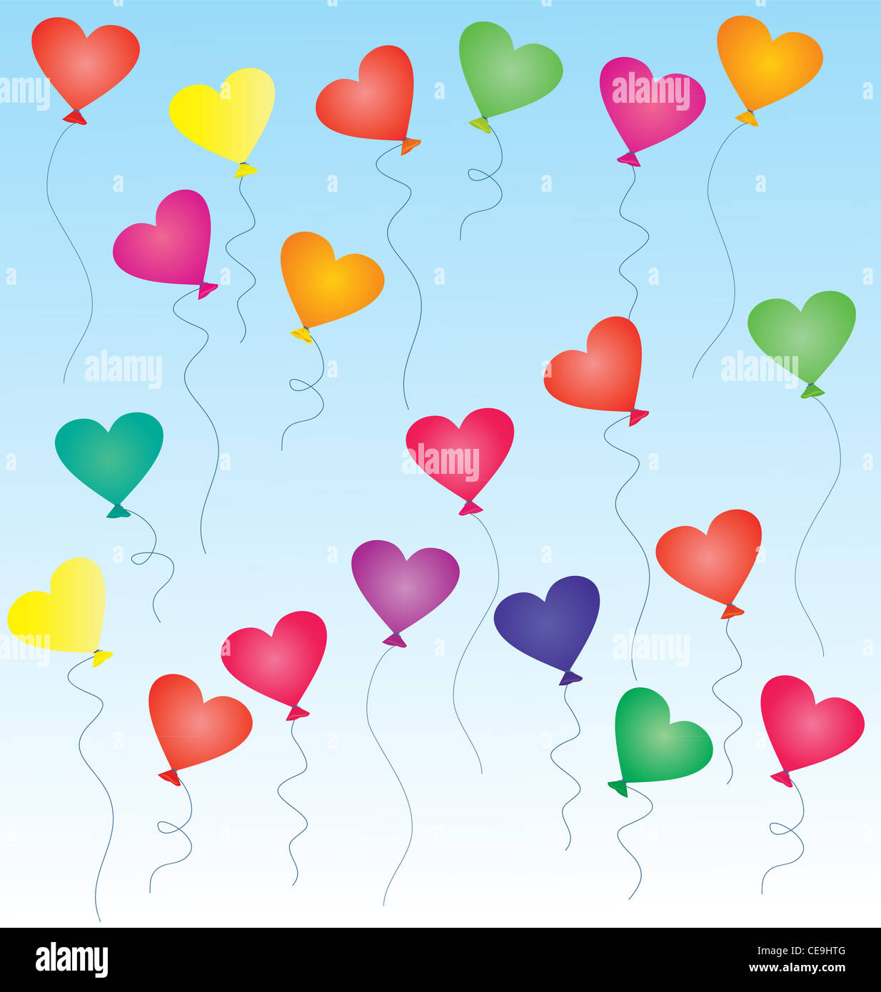colorful heart-shaped balloons in the blue sky Stock Photo - Alamy