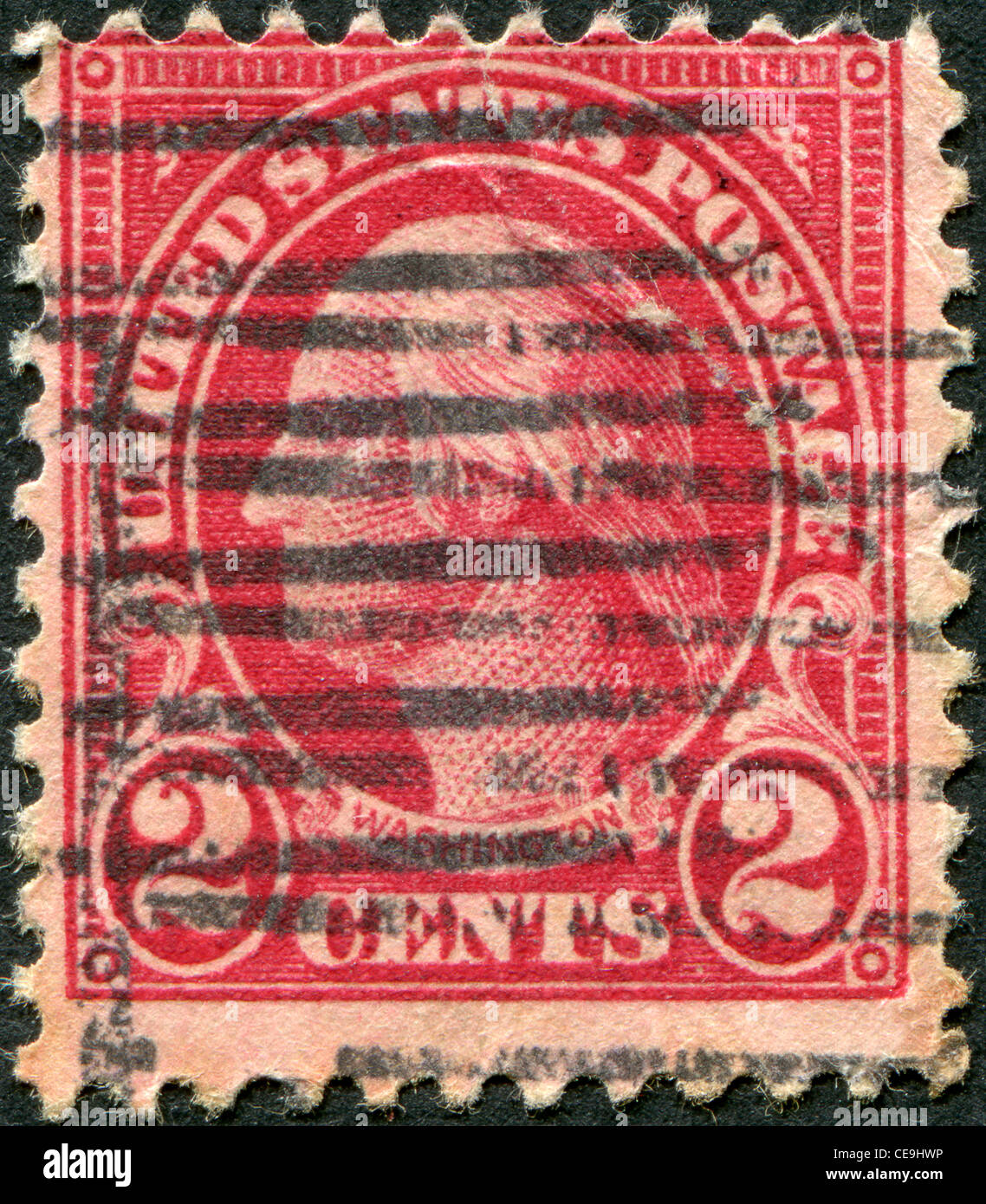 USA - CIRCA 1923: A stamp printed in the USA, shows the first U.S. president, George Washington, circa 1923 Stock Photo
