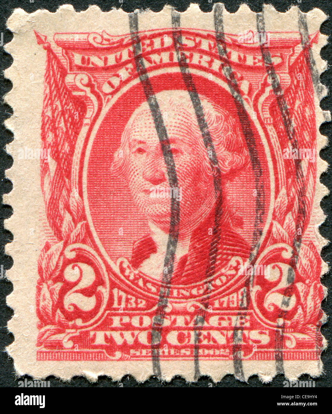 USA - CIRCA 1903: A stamp printed in the USA, shows the first U.S. president, George Washington, circa 1903 Stock Photo
