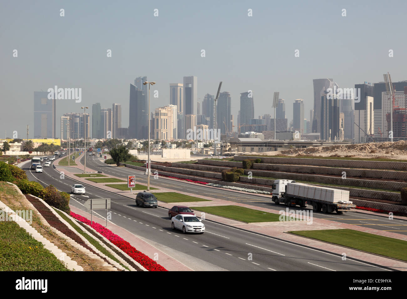 Highway in Doha, Qatar Stock Photo