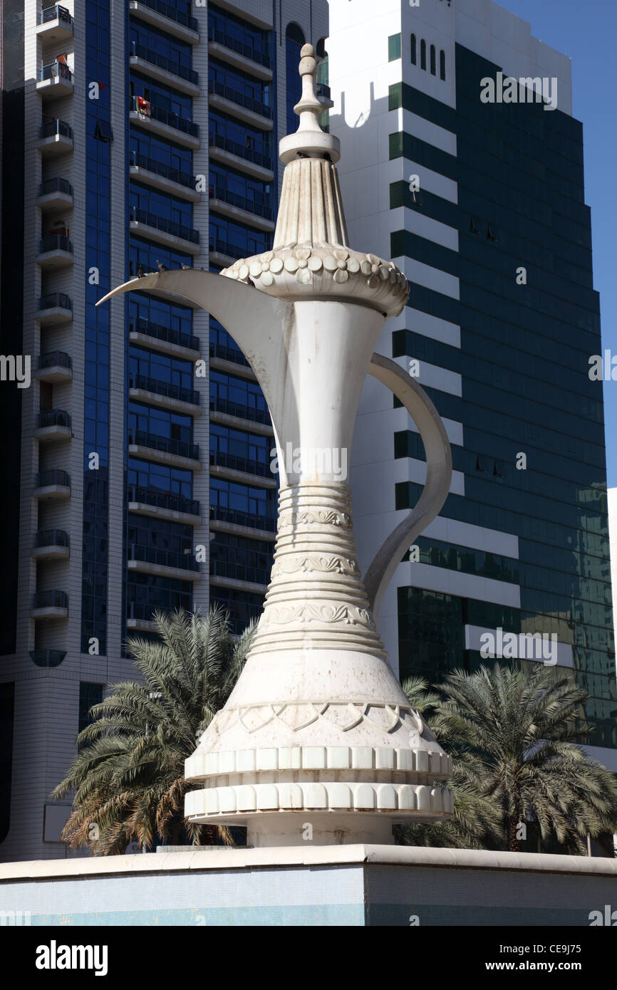 Arabic Coffee Pot Monument in Abu Dhabi, United Arab Emirates Stock Photo