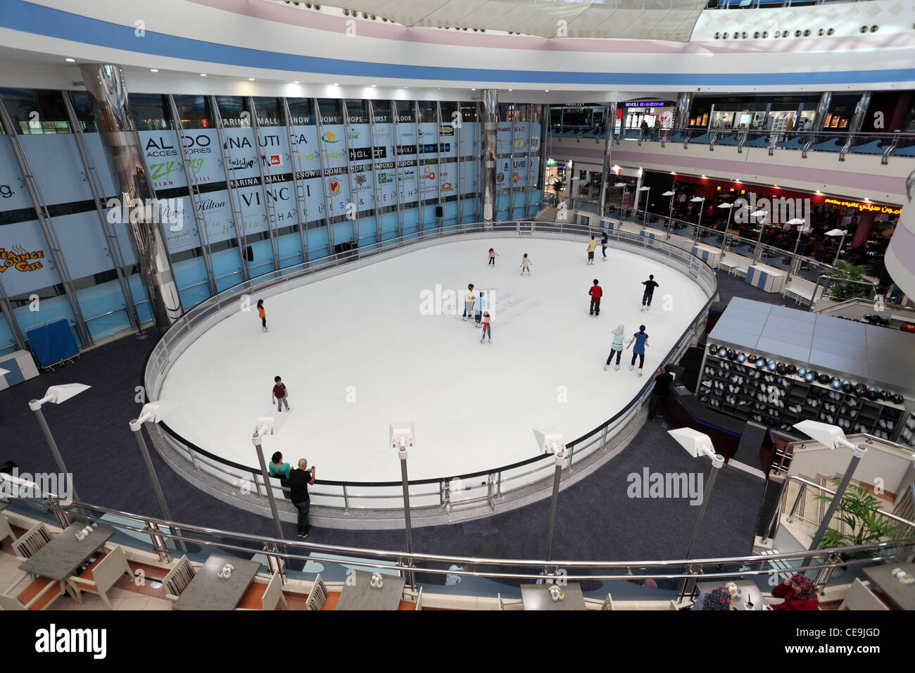 Skate rink inside of the Marina Mall in Abu Dhabi, United Arab Emirates Stock Photo