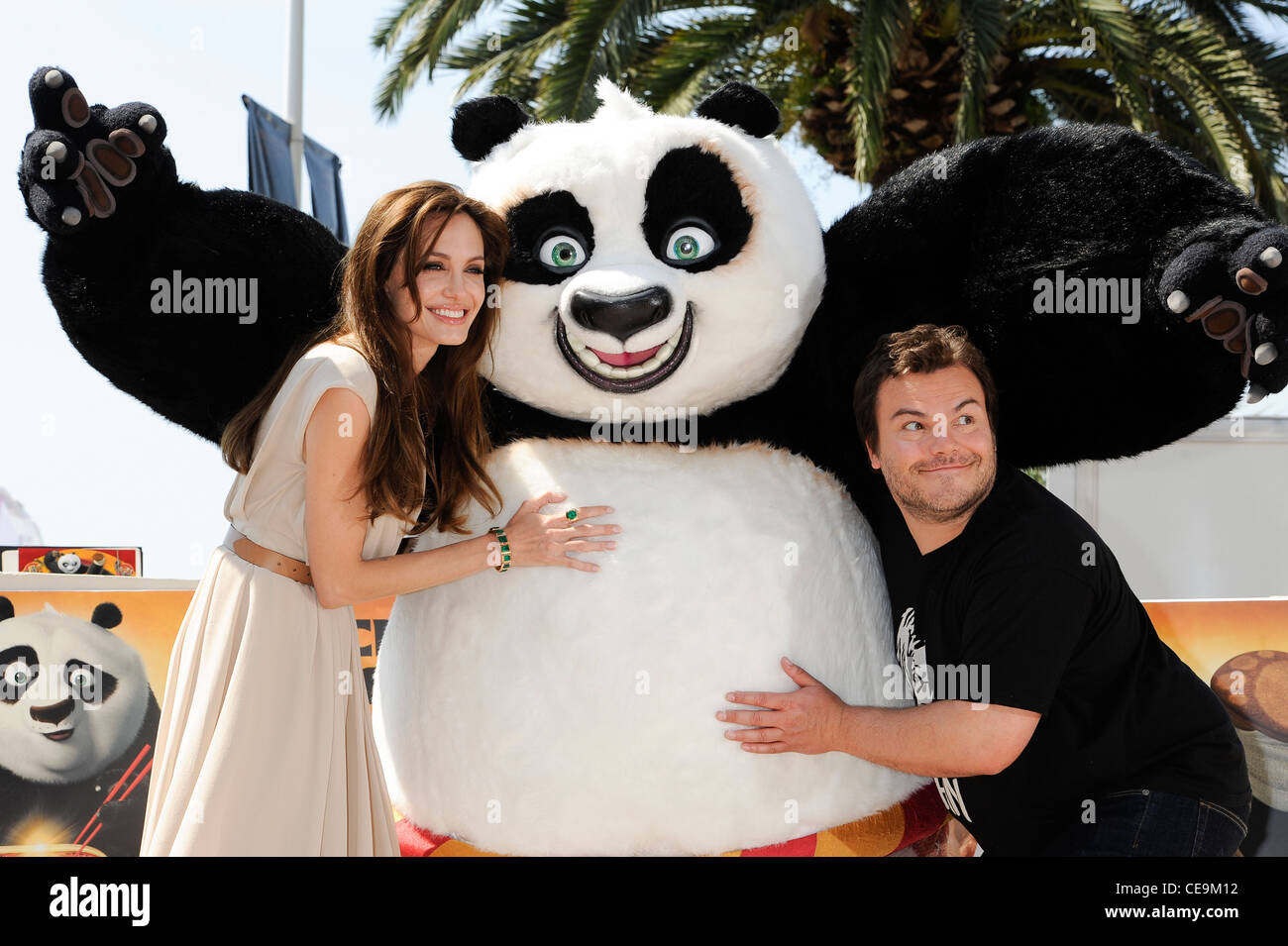 Jack Black and Angelina Jolie during a photo call for Kung Fu Panda 2, at the 64th international film festival, in Cannes. Stock Photo