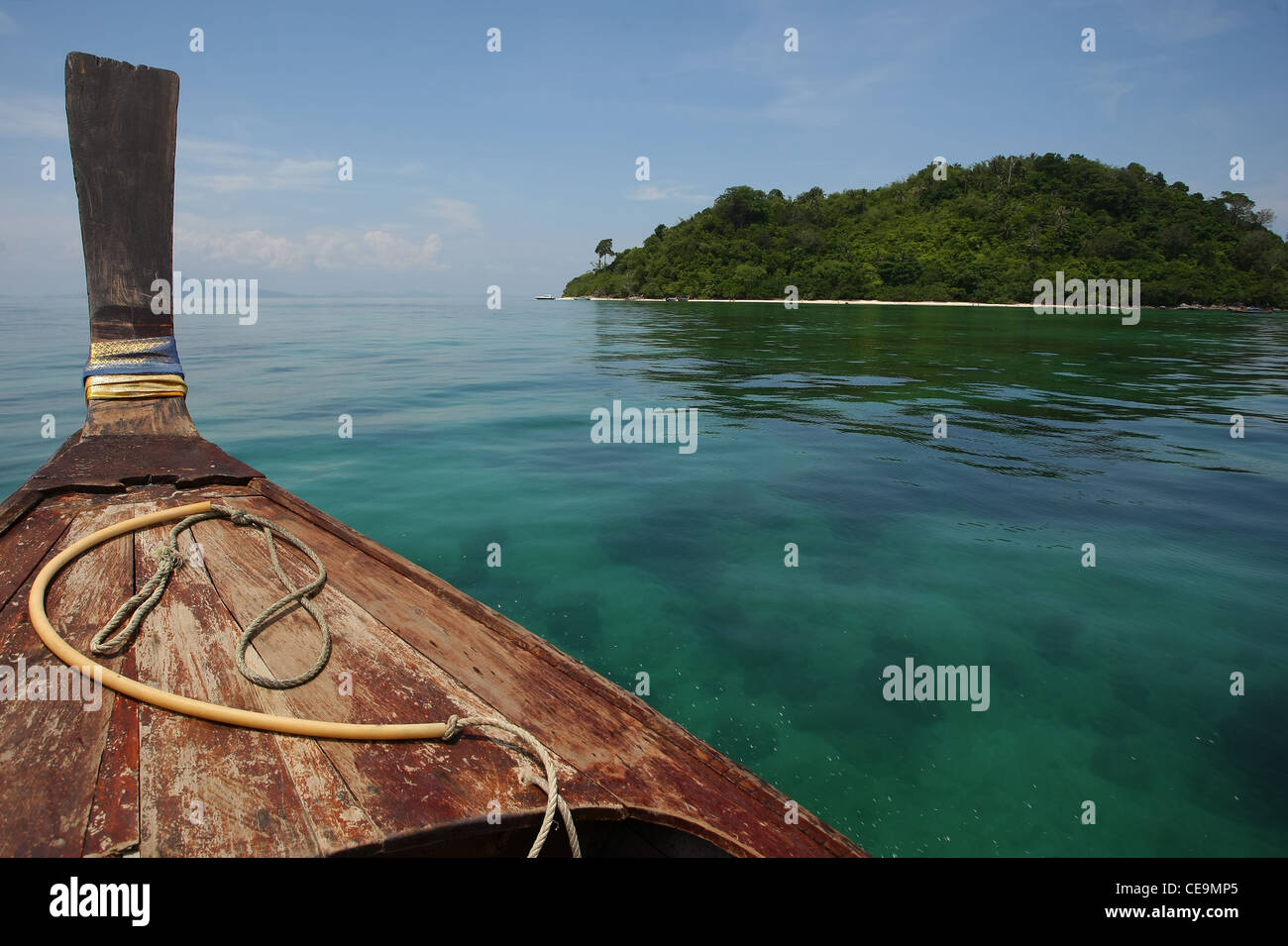 Bamboo Island from longtail boat near Phi Phi Dom, Thailand Stock Photo