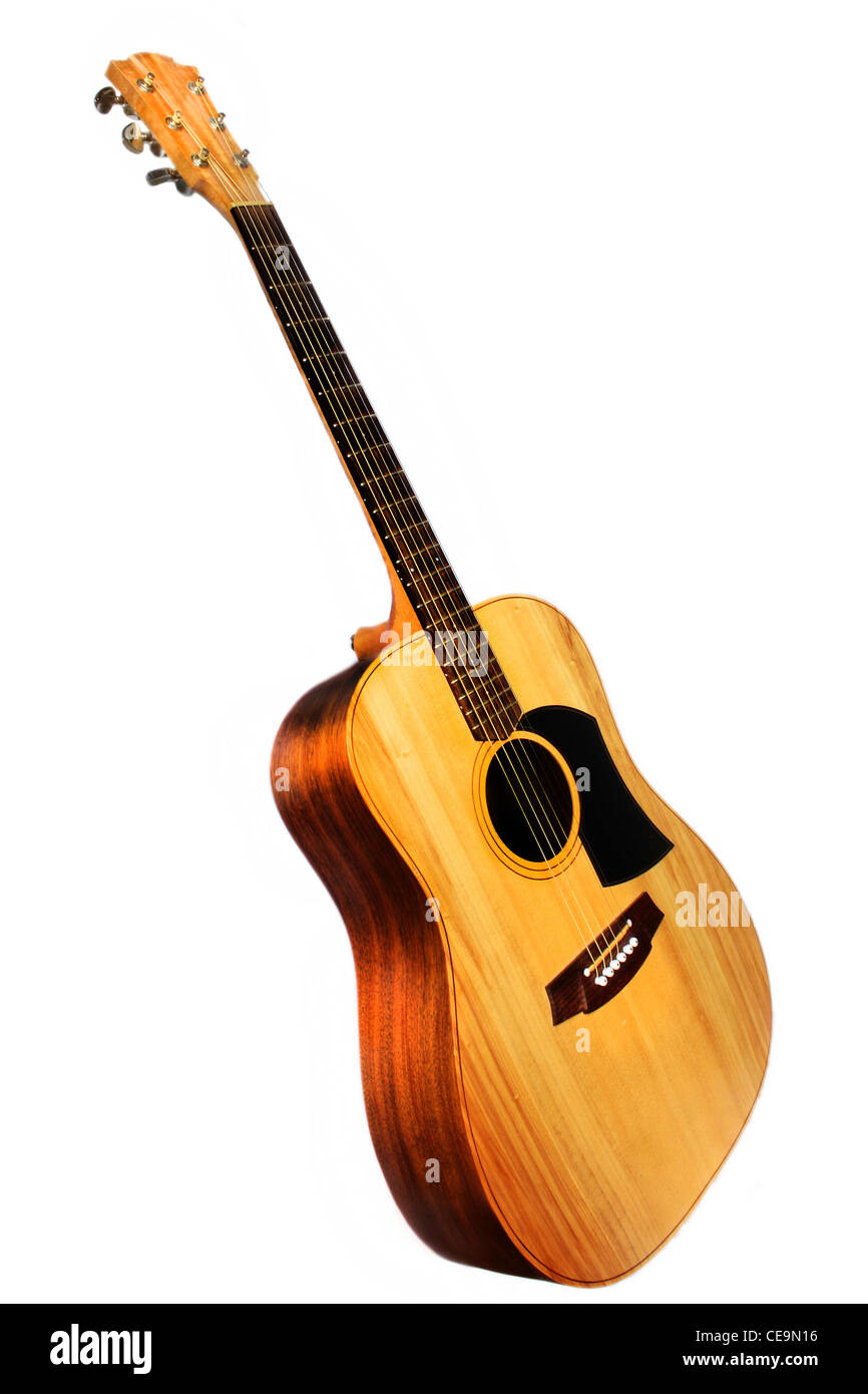 A catching isolation of an acoustic guitar Stock Photo