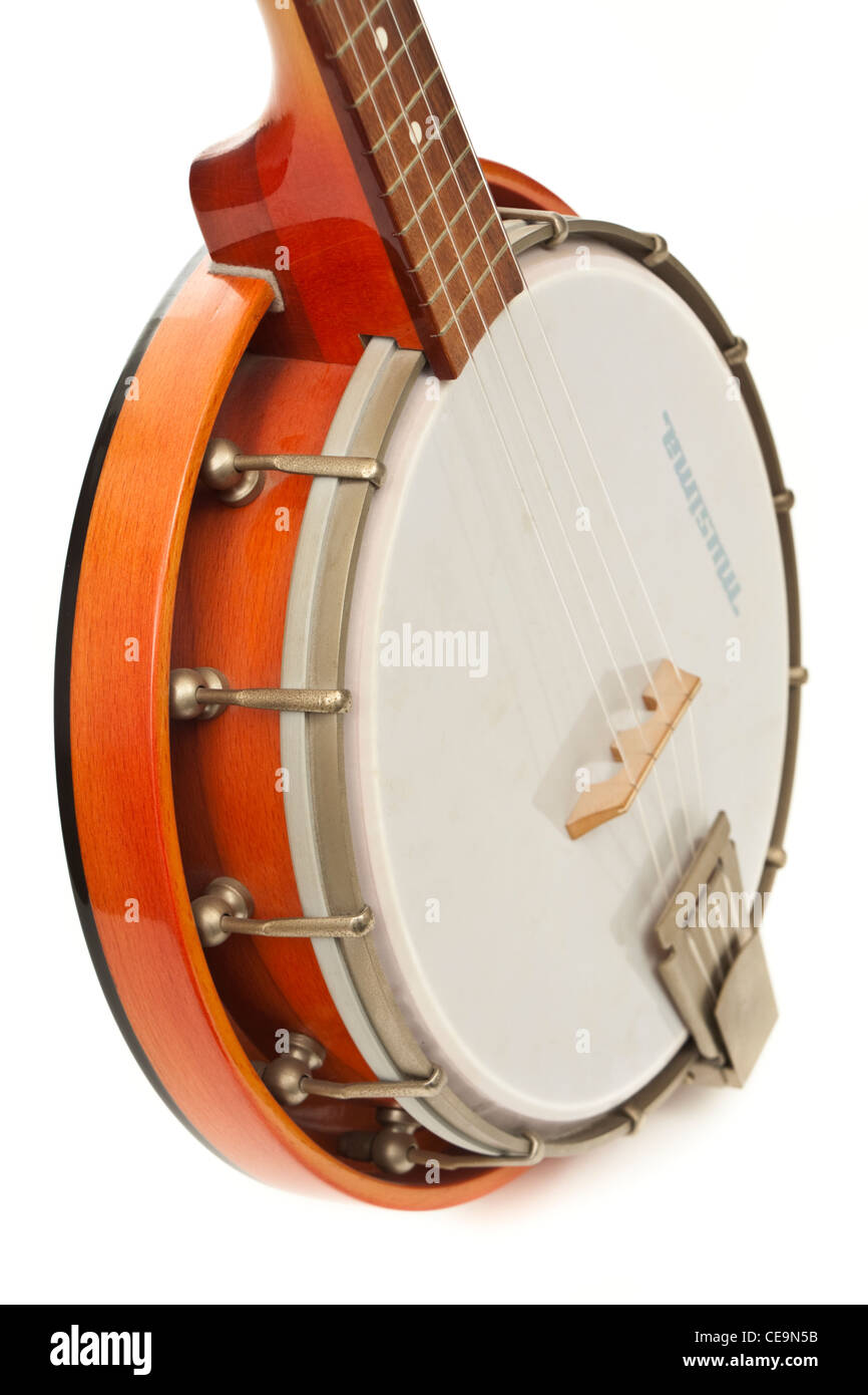 Vintage banjo-ukelele by Musima (MUSIkinstrumentenbau MArkneukirchen) in the DDR (East Germany) Stock Photo