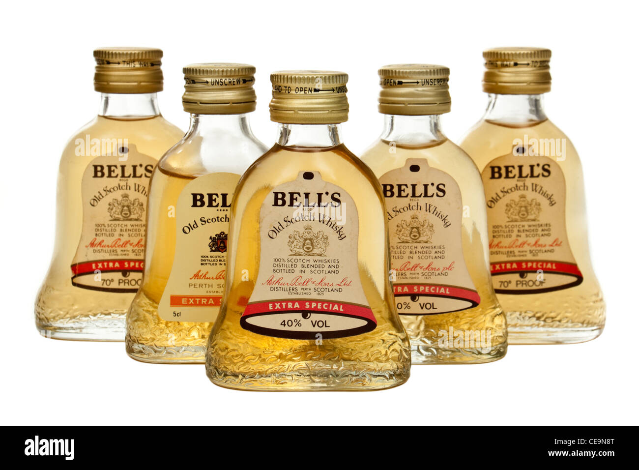 Group of Bell's Extra Special 'Old Scotch Whisky' miniatures Stock Photo