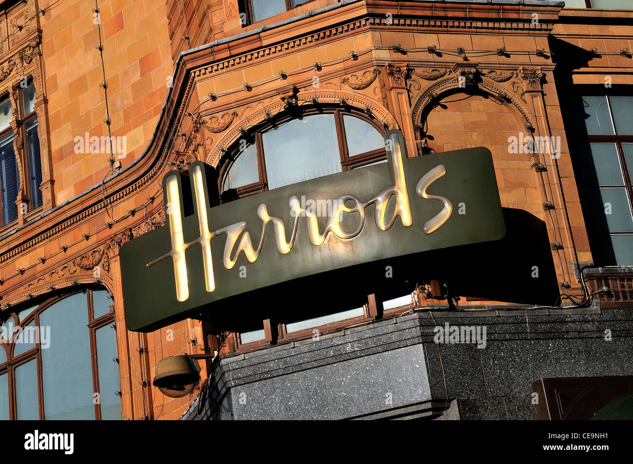 Close up of Harrods store logo Stock Photo Alamy