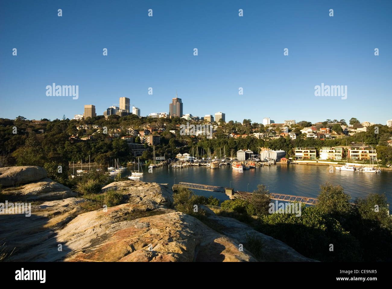 A view of an inlet on Sydney Harbour, near Waverton, Sydney, Australia ...