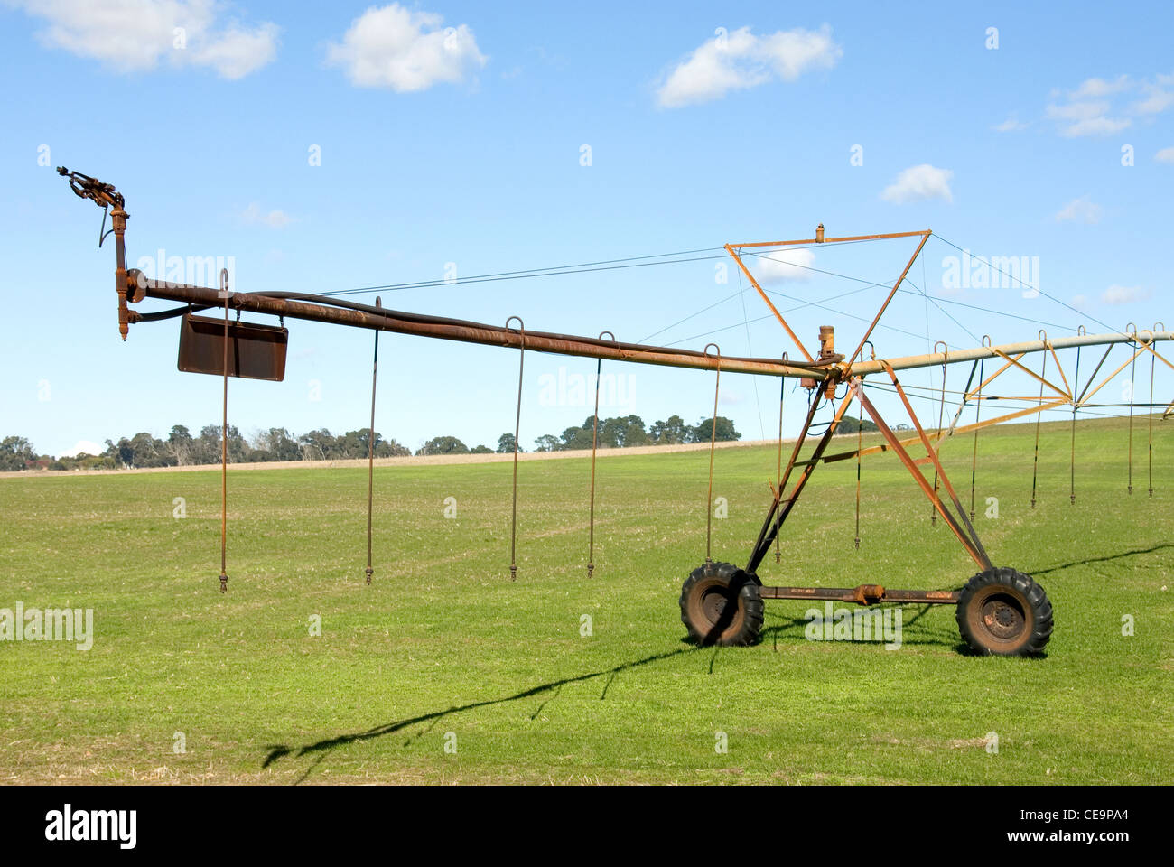 Irrigation equipment on a farm in the Southern Highlands of New South Wales, Australia Stock Photo