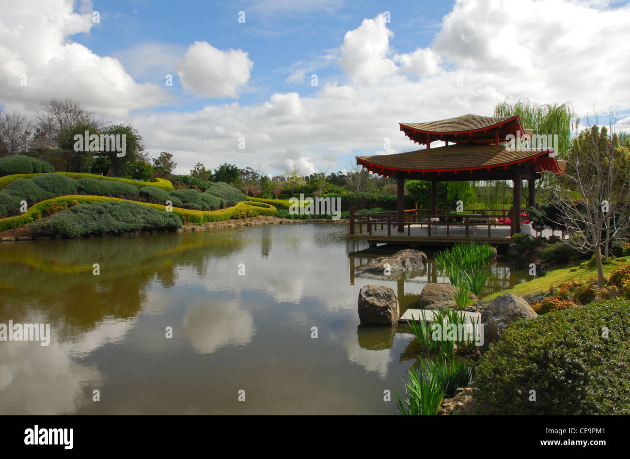 A scene from a Japanese garden, New South Wales, Australia Stock Photo