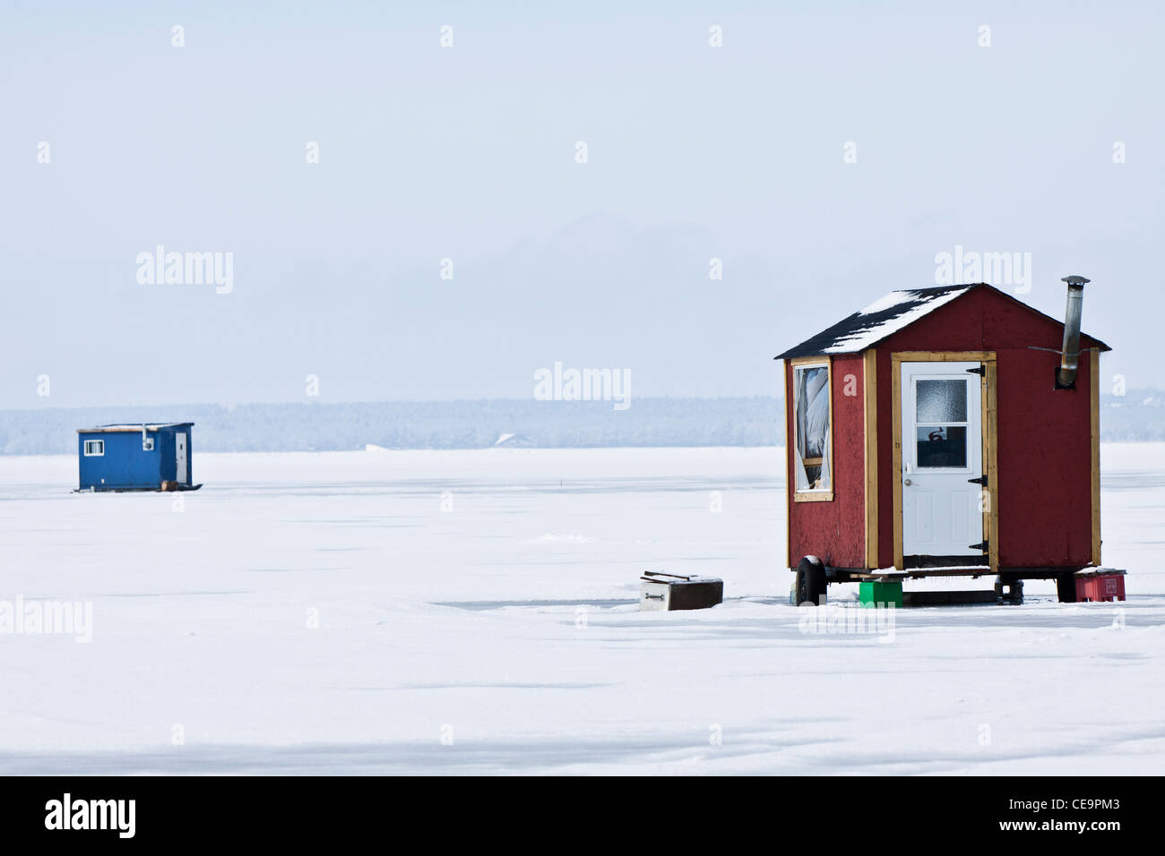 Ice Fishing Cabin On A Frozen Lake Stock Photo 43241299 Alamy