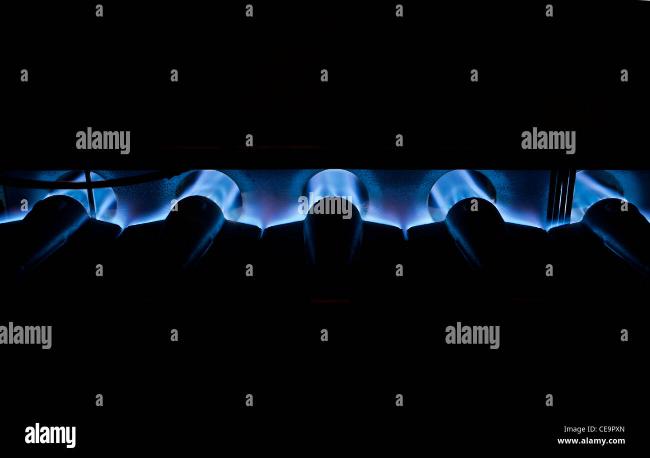 Gas furnace flame burners Stock Photo Alamy