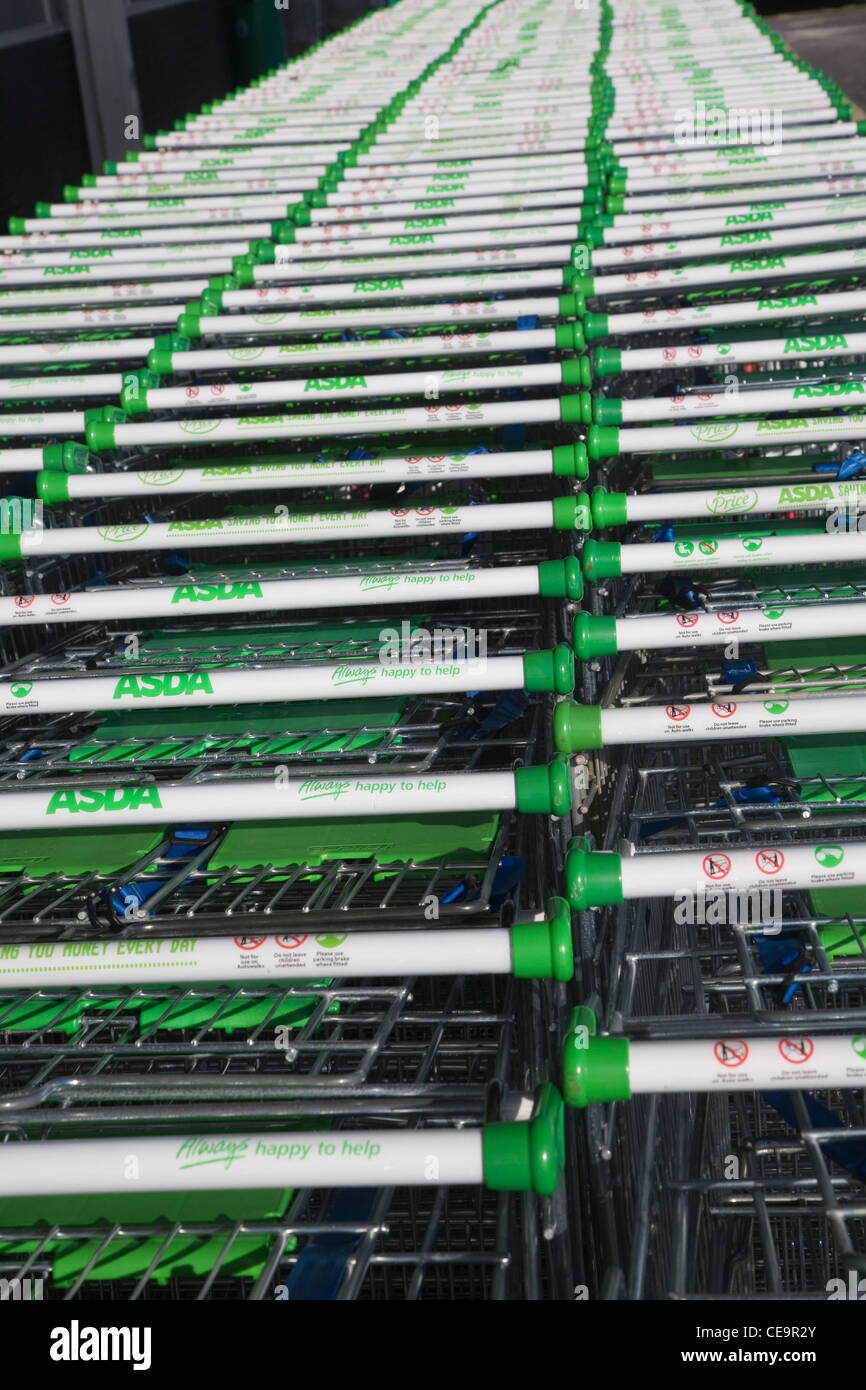 Asda shopping trolleys Stock Photo