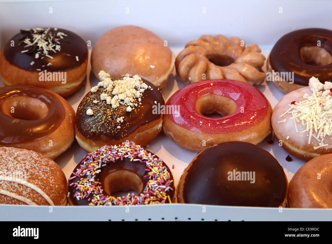 eating on the street doughnuts Stock Photo