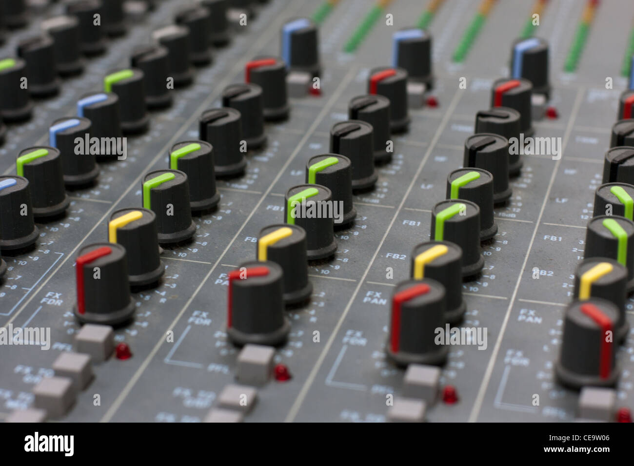 Audio mixer mixing board fader and knobs Stock Photo Alamy