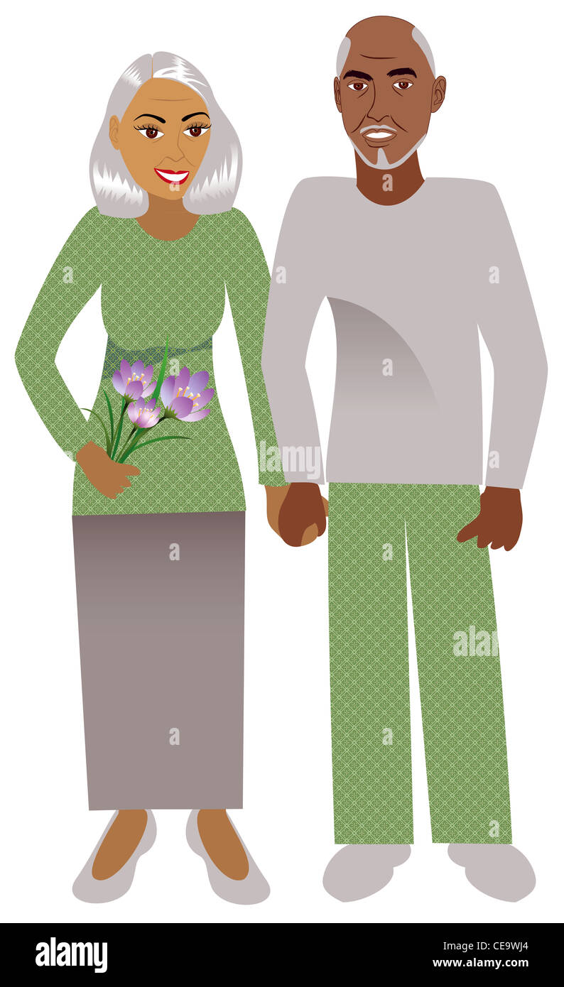 Vector Illustration of a happy old couple in love Stock Photo - Alamy