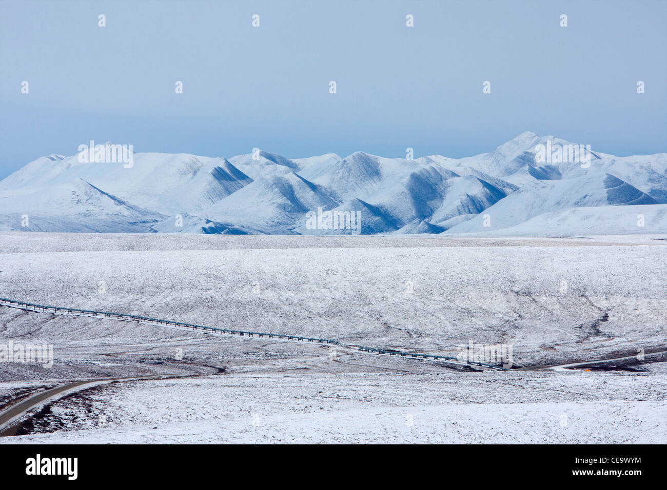 Scenic snowy winter mountainous landscape in Brooks Range, North Slope