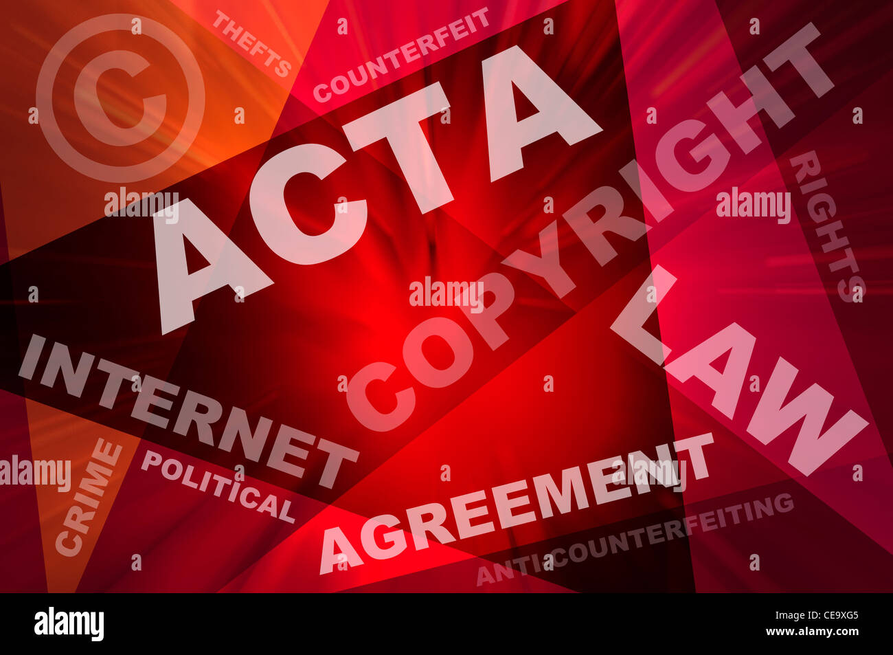 ACTA conception texts. Trade Agreement ACTA about internet Stock Photo