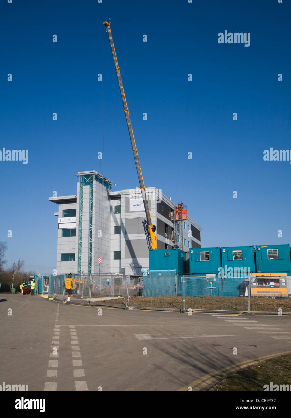 Large extensible crane construction site Whitehouse industrial estate, Ipswich, Suffolk, England Stock Photo