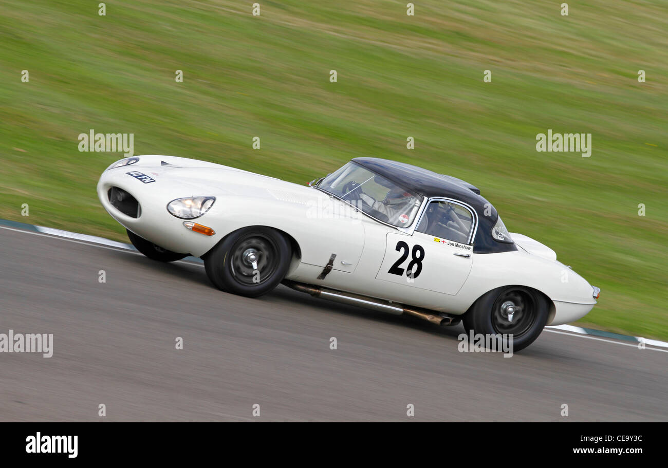 1964 Jaguar E-Type 'semi Lightweight' during the Fordwater Trophy race at the 2011 Goodwood Revival, Sussex, UK. Stock Photo