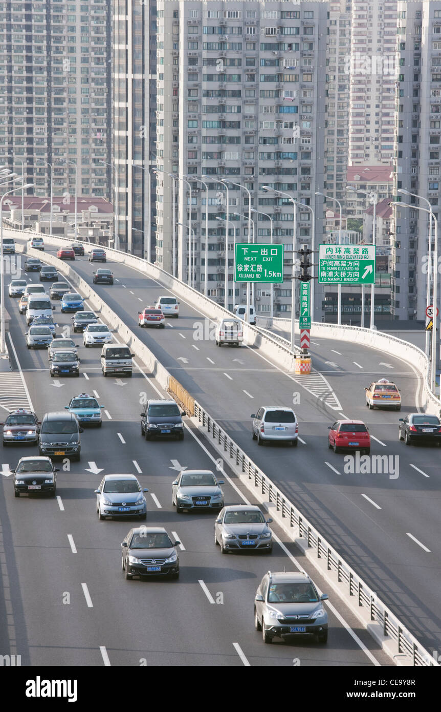 Traffic on Luban Rd; Shanghai; China Stock Photo
