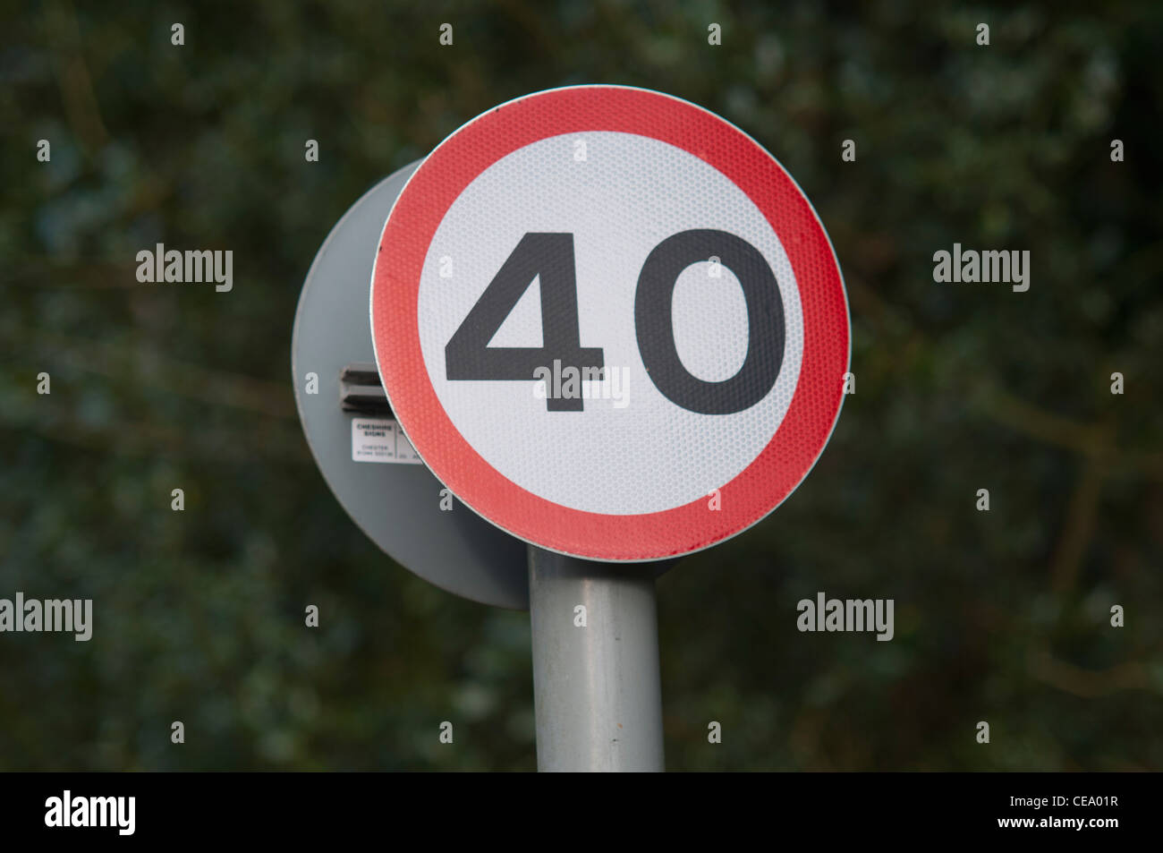 ENGLAND, UK - 40mph speed limit sign. Stock Photo