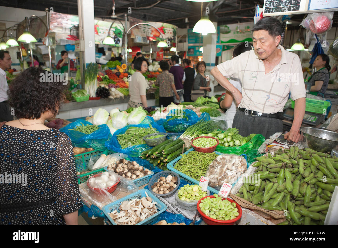 Indoor food market; Taikang Lu; Shanghai; China Stock Photo