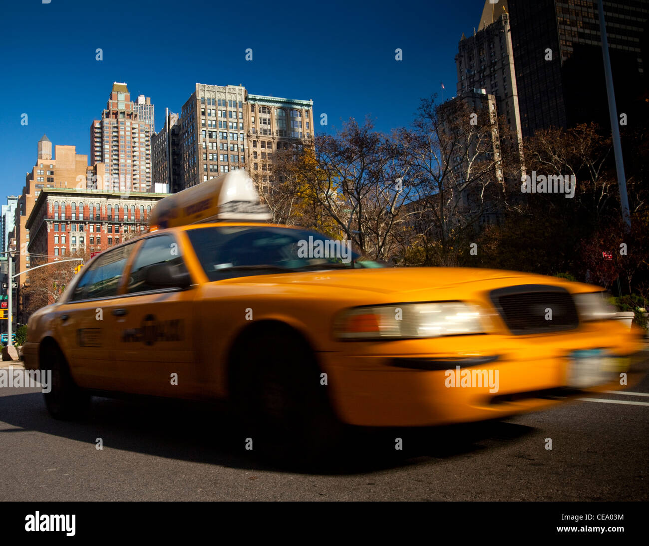 Traditional NYC Yellow taxi, USA Stock Photo