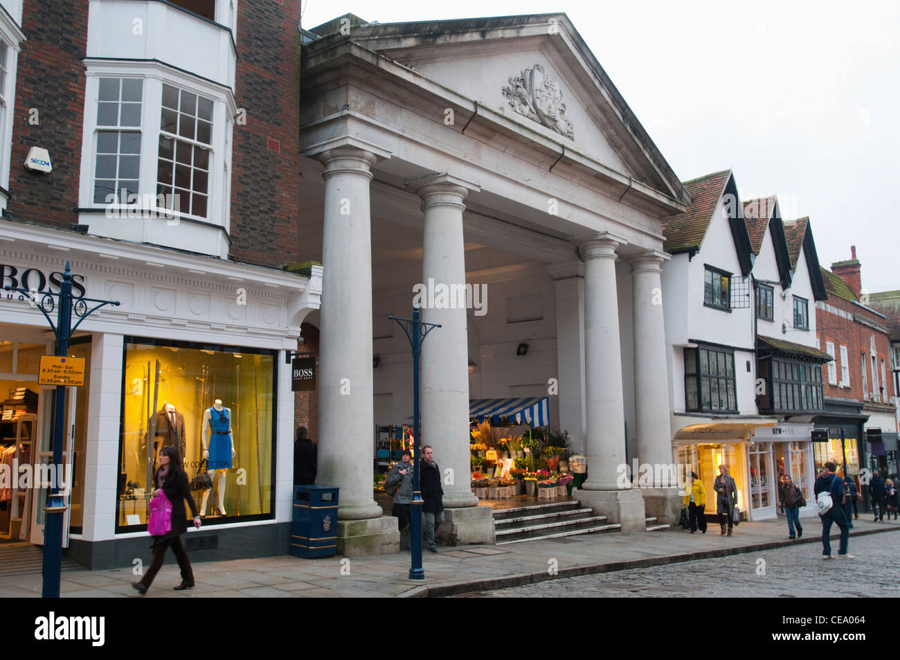 GUILDFORD, ENGLAND, 25th January 2012. Shoppers in Guildford High Street Stock Photo