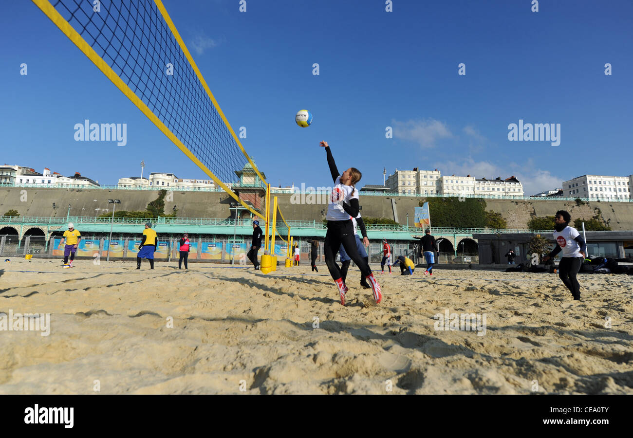 Action on the beach volleyball courts at the Yellowave Centre Brighton