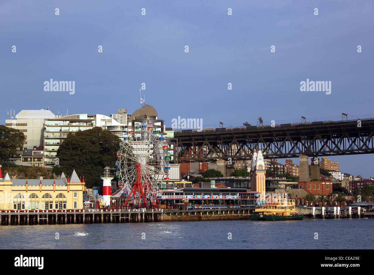 Sydney harbour bridge and funfair Stock Photo