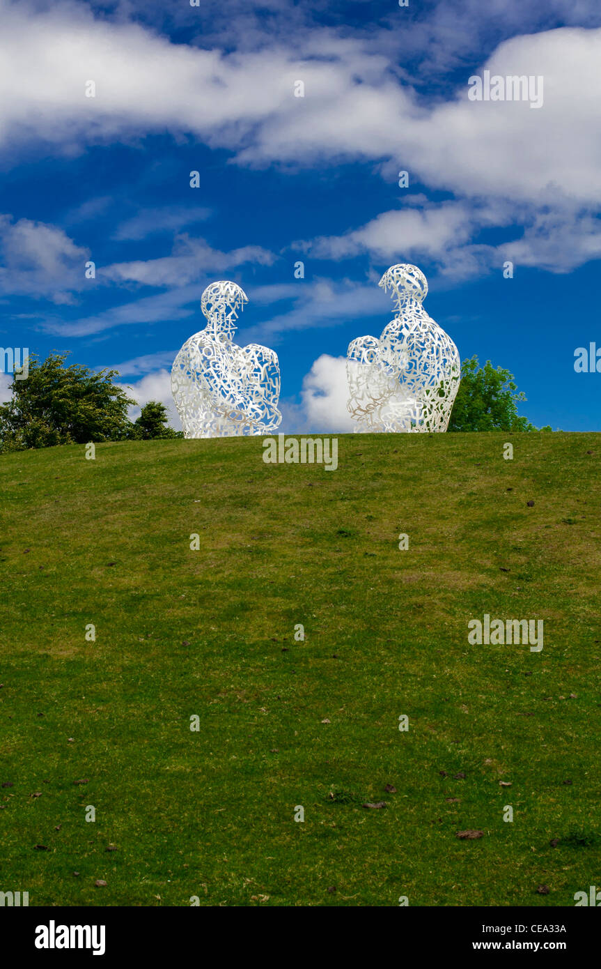 Works of art by Spanish artist Jaume Plensa at the Yorkshire Sculpture Park. Stock Photo