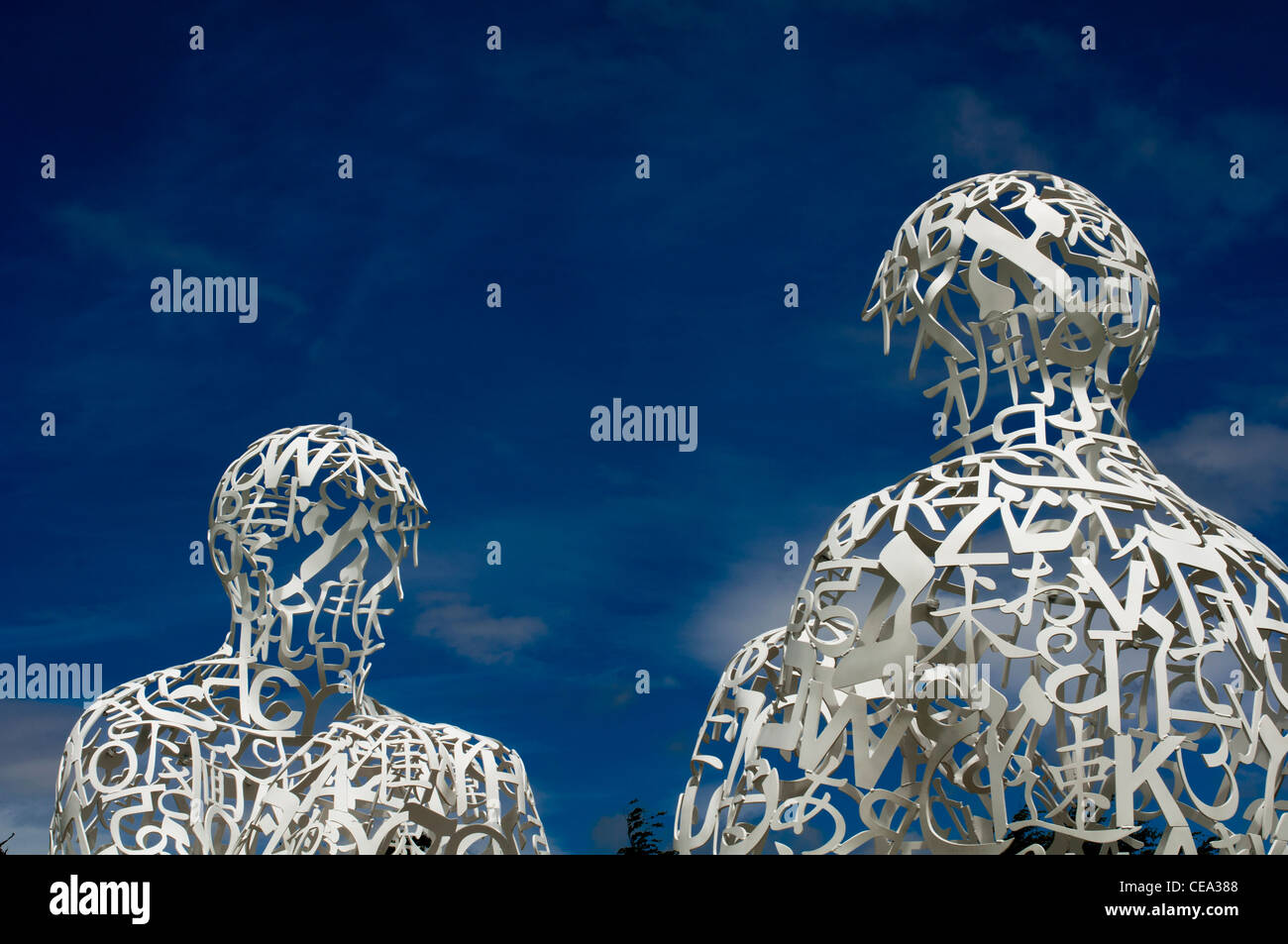 Works of art by Spanish artist Jaume Plensa at the Yorkshire Sculpture Park. Stock Photo