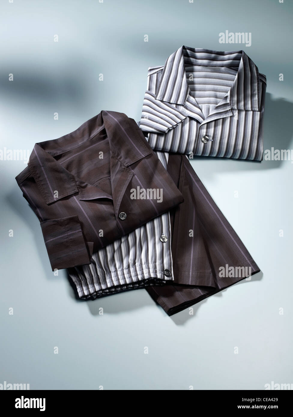 A still life shot of some mens/boys pyjamas Stock Photo