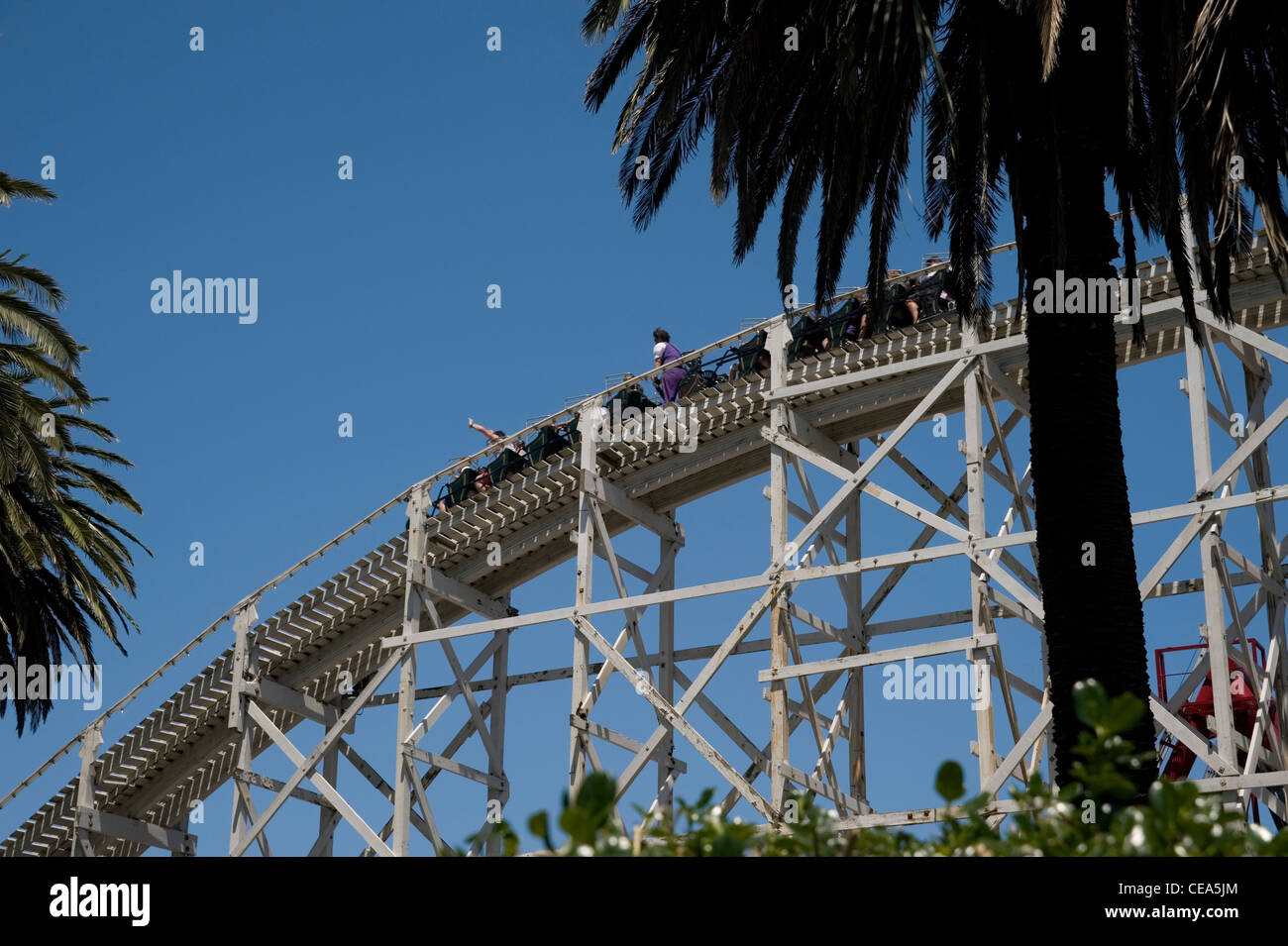 wooden roller coaster St Kilda beach Melbourne Stock Photo