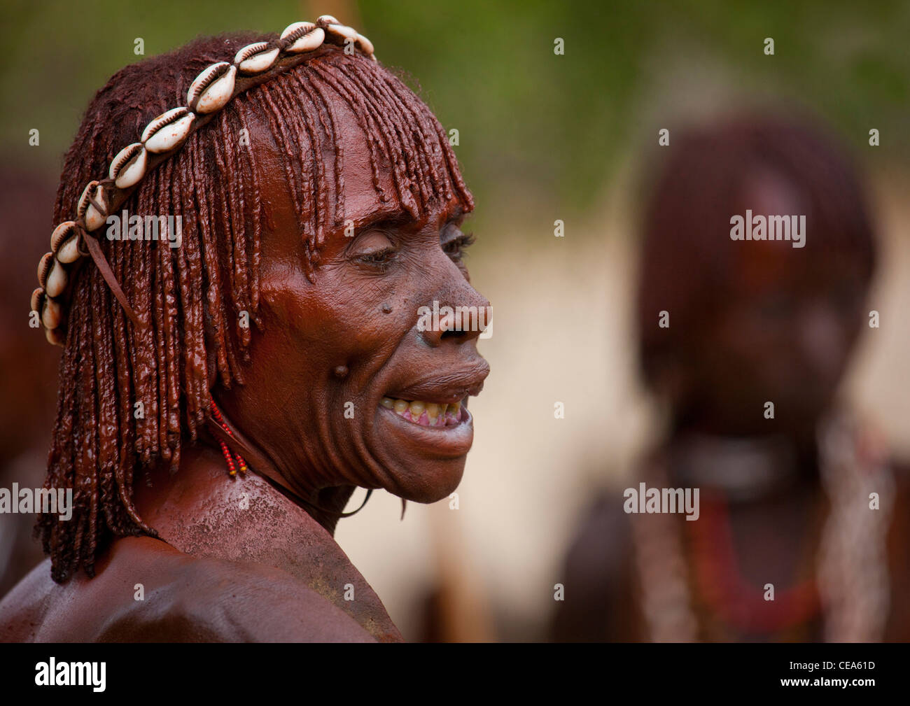 Hamer People Celebrating Bull Jumping Ceremony By Traditional Ritual Dances And Music Omo Valley Ethiopia Stock Photo