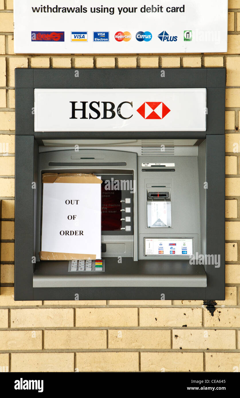 HSBC ATM out of order Stock Photo