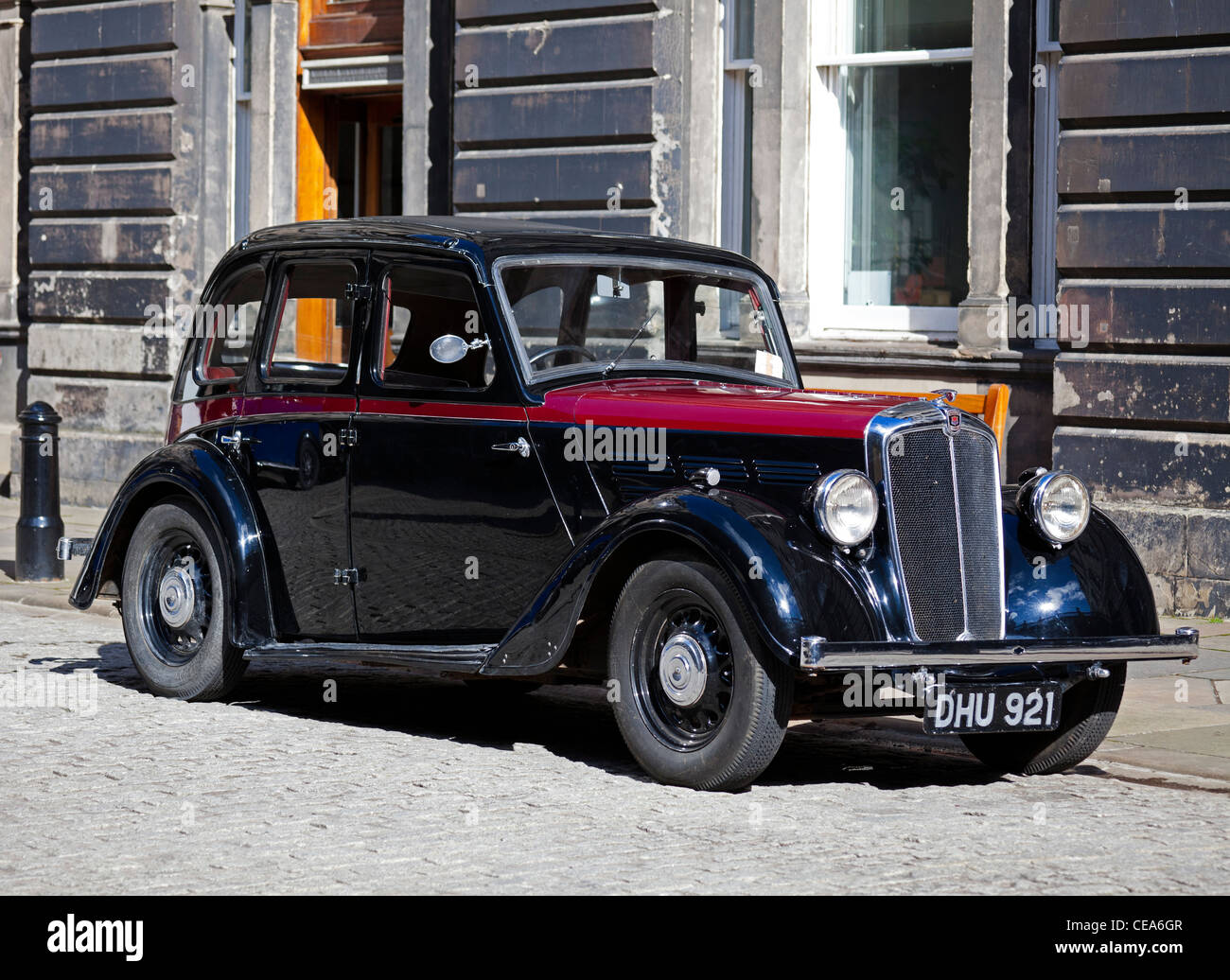 Vintage car on film set Edinburgh Scotland UK Stock Photo Alamy