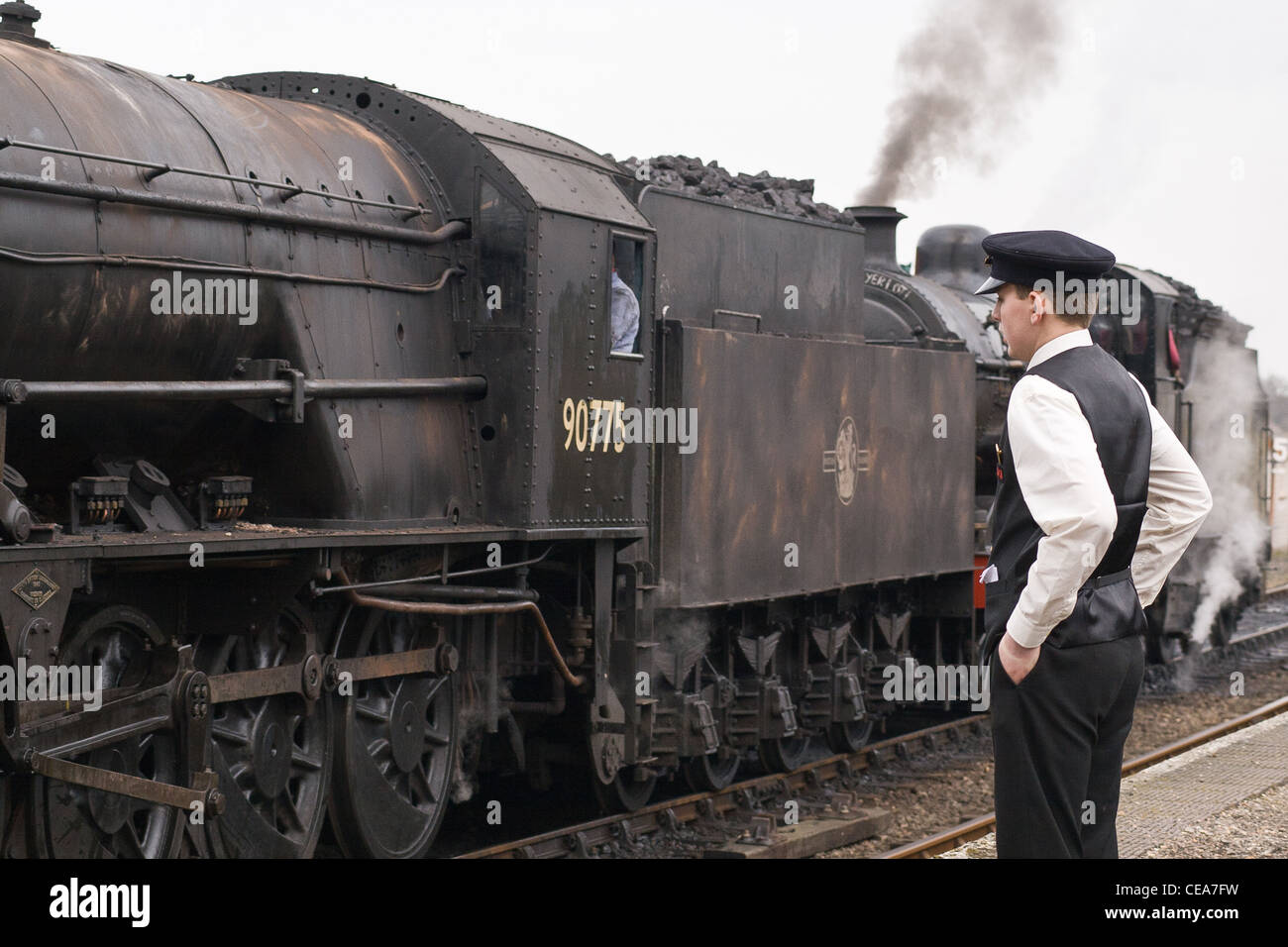 Steam pulling a train on the North Norfolk Railway with a