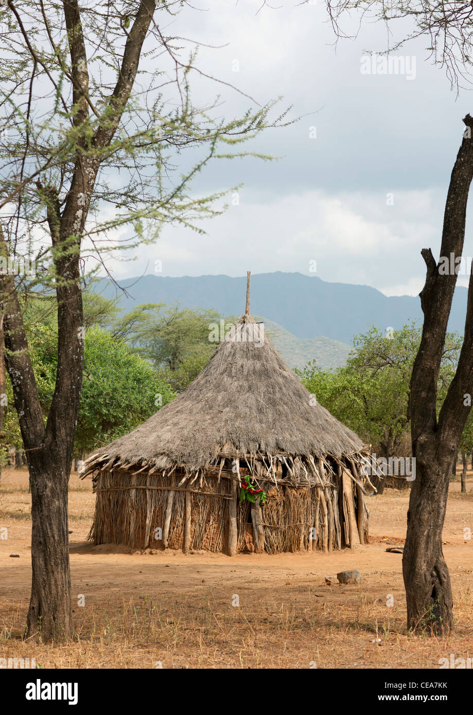 Thatch Roofed Isolated Hut Omo Valley Ethiopia Stock Photo