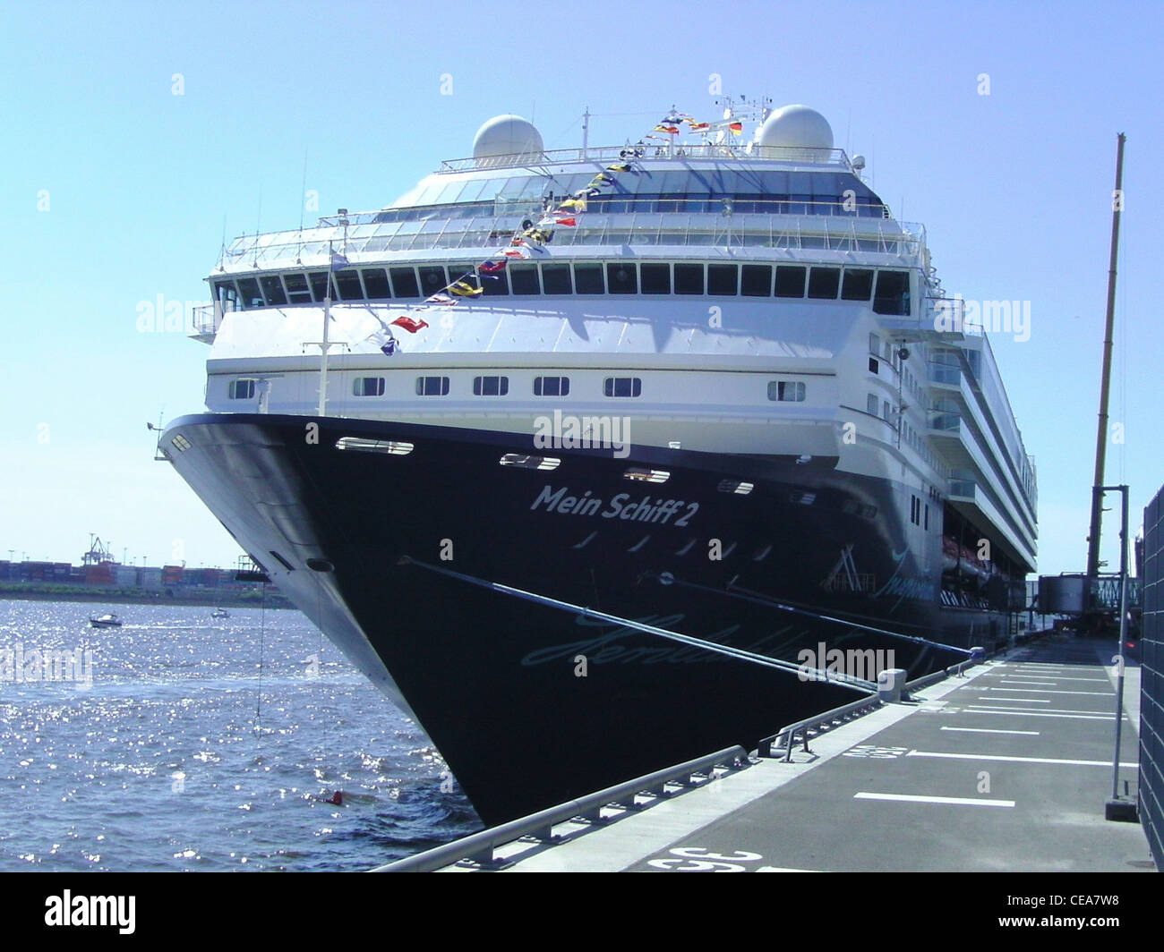 Bow of the cruise ship Mein Schiff 2 in Hamburg Stock Photo