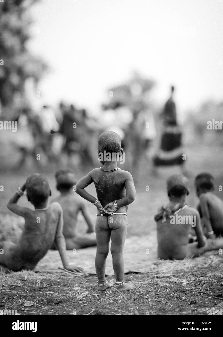 Kael New Year in Bodi tribe, Omo Valley, Ethiopia Stock Photo